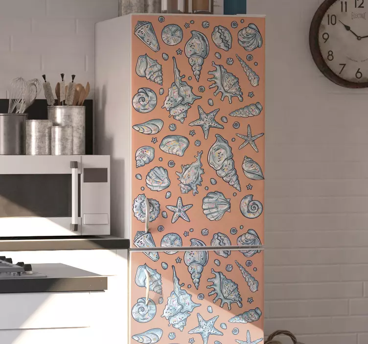 Seashell sketches fridge sticker - TenStickers