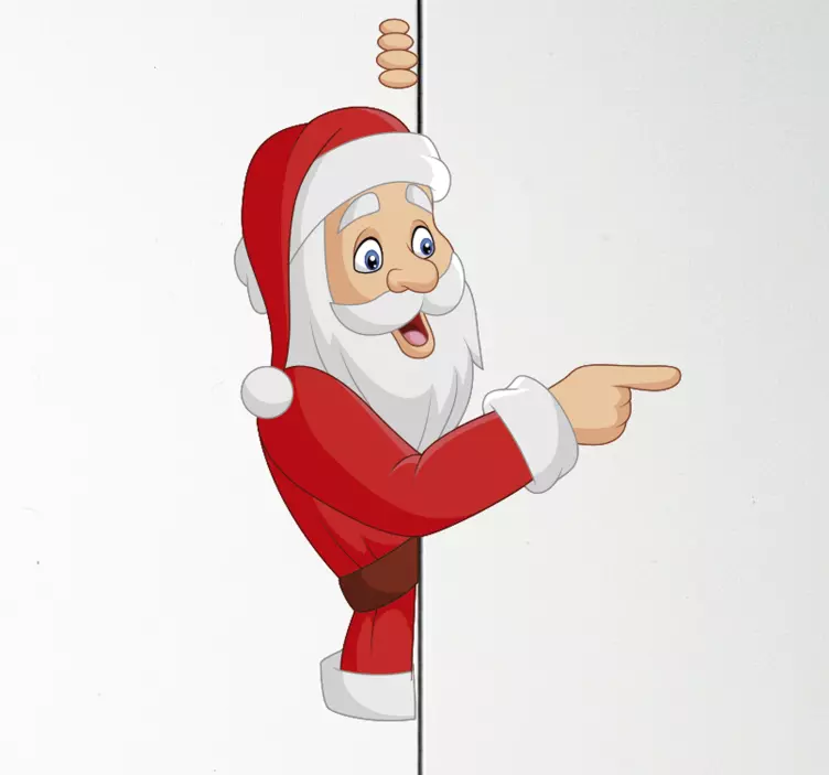 Semi hidden Santa claus christmas sticker - TenStickers
