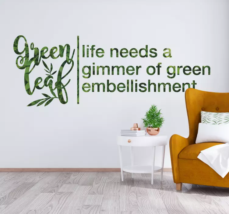 Sentence green leaf nordic style  text sticker - TenStickers