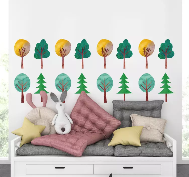 Set of tree varieties bedroom wall decal - TenStickers