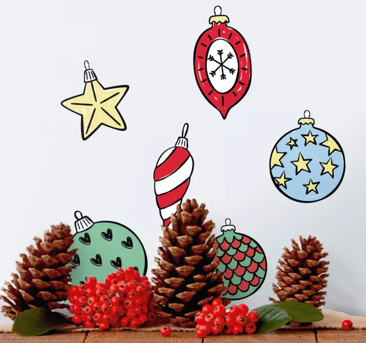 Set of vintage christmas ball christmas sticker - TenStickers