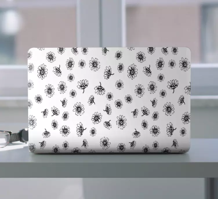 Set outline daisy flowers laptop skins - TenStickers