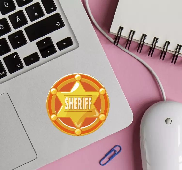 SHERIFF BADGE LABEL Laptop sticker - TenStickers