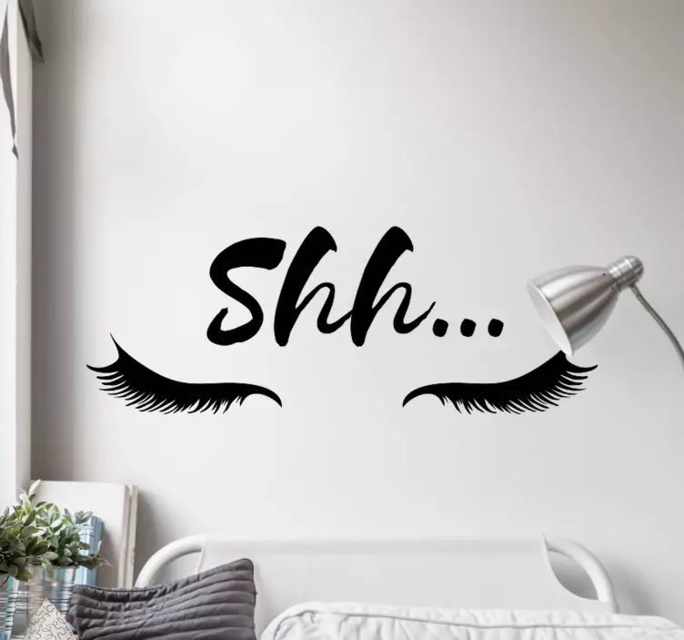 Shh eyelashes headboard sticker - TenStickers