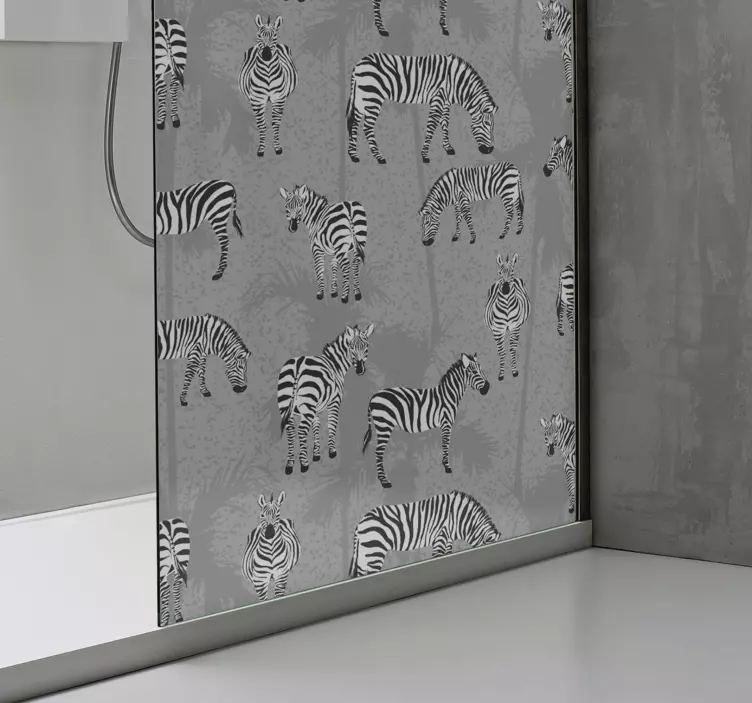 Shower screen sticker zebra pattern design - TenStickers