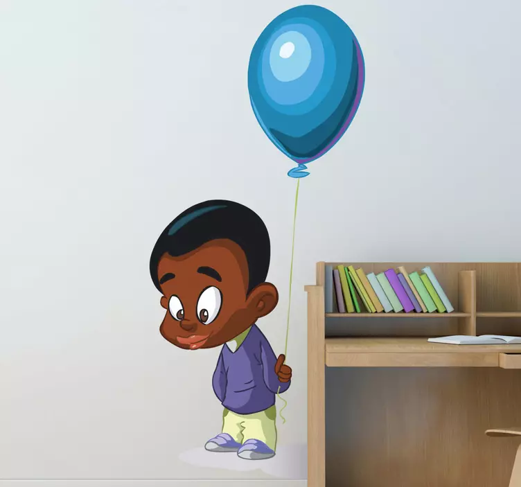 Shy Boy with Balloon Wall Sticker - TenStickers