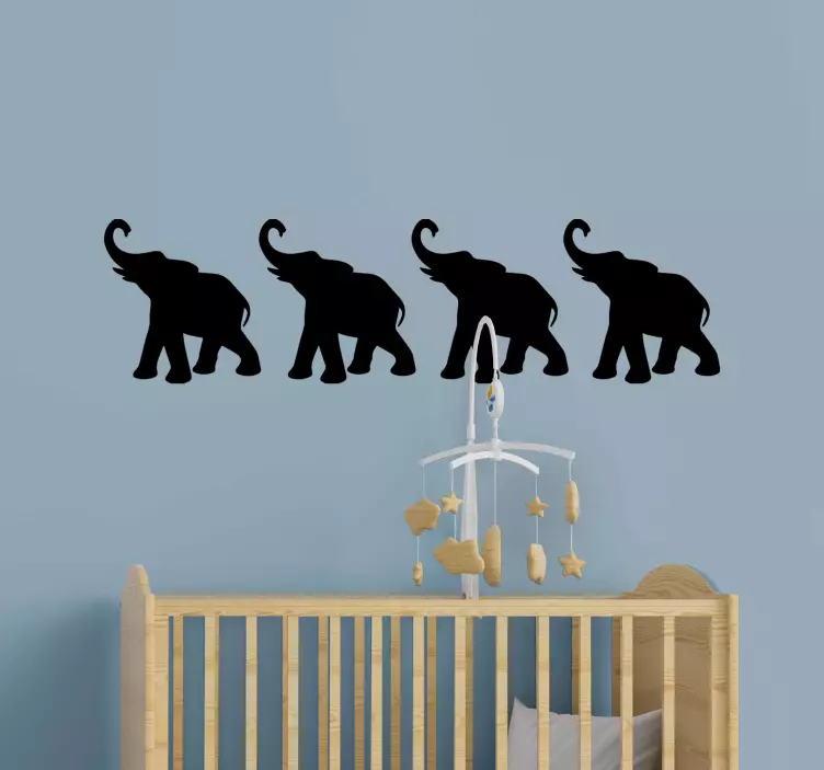 Silhouette elephants nursery wall sticker - TenStickers