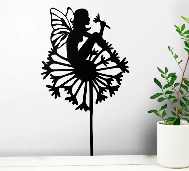 Silhouette fairy and dandelion fairy tale decal - TenStickers
