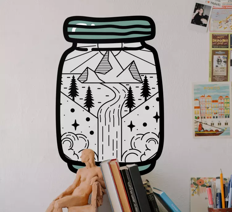 Silhouette mountain in a can nature sticker - TenStickers
