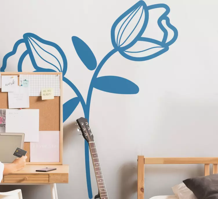 Silhouette flower with blue door  decal - TenStickers