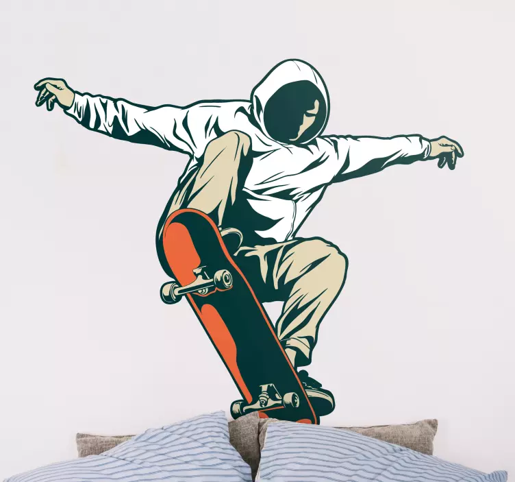 Skateboard jumping wall sticker - TenStickers
