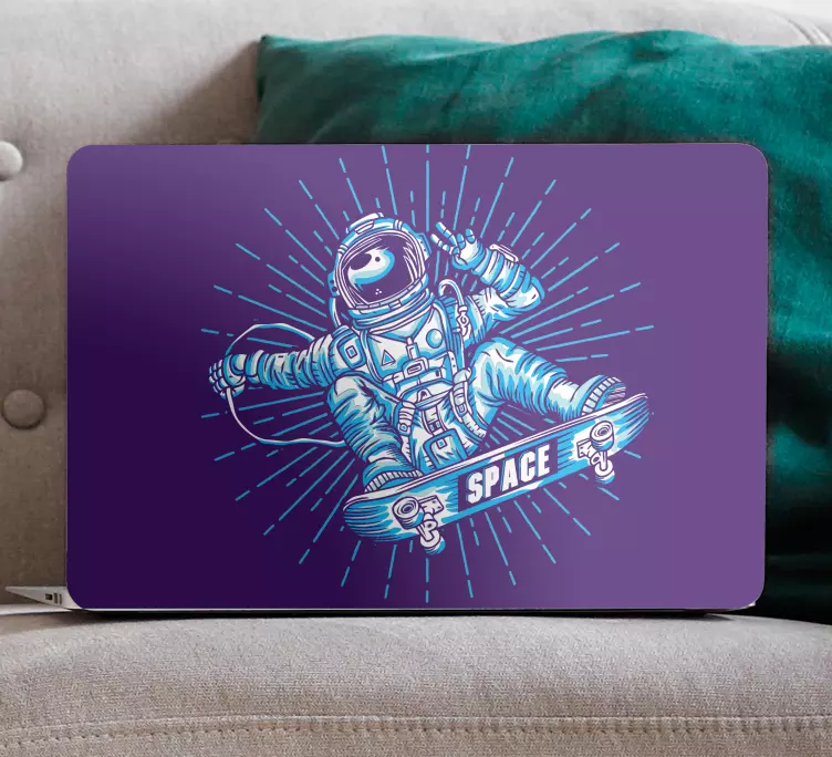 Skating astronaut on skateboard laptop skin - TenStickers