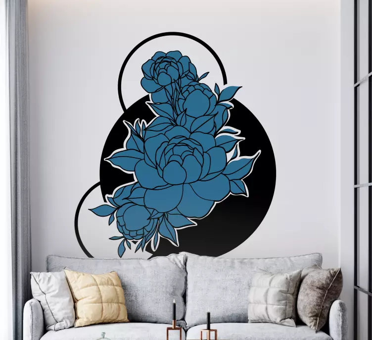 Sketch line art flower wall sticker - TenStickers