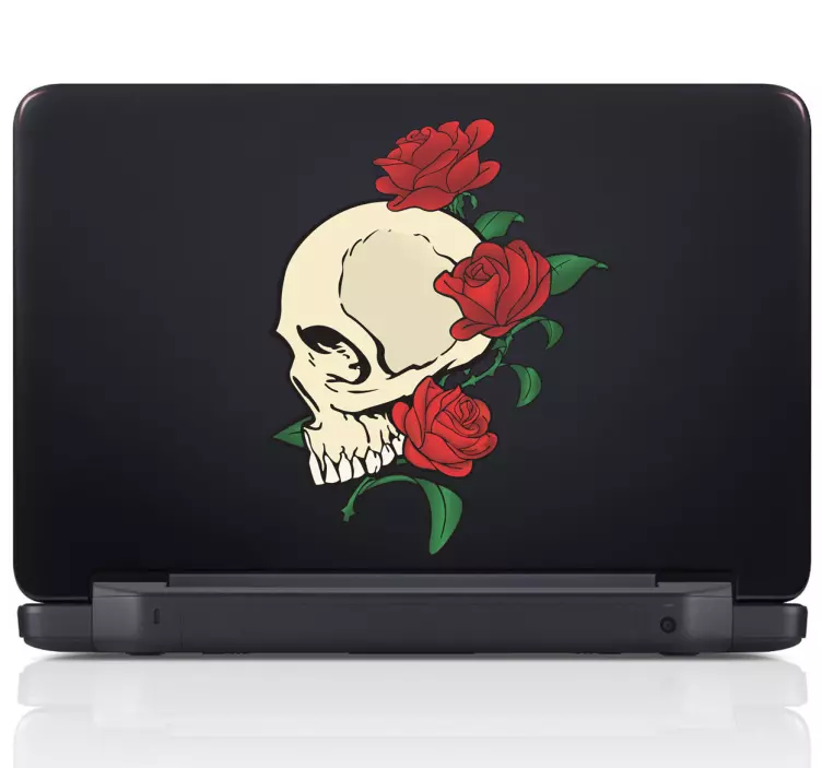 Skull & Roses Laptop Sticker - TenStickers