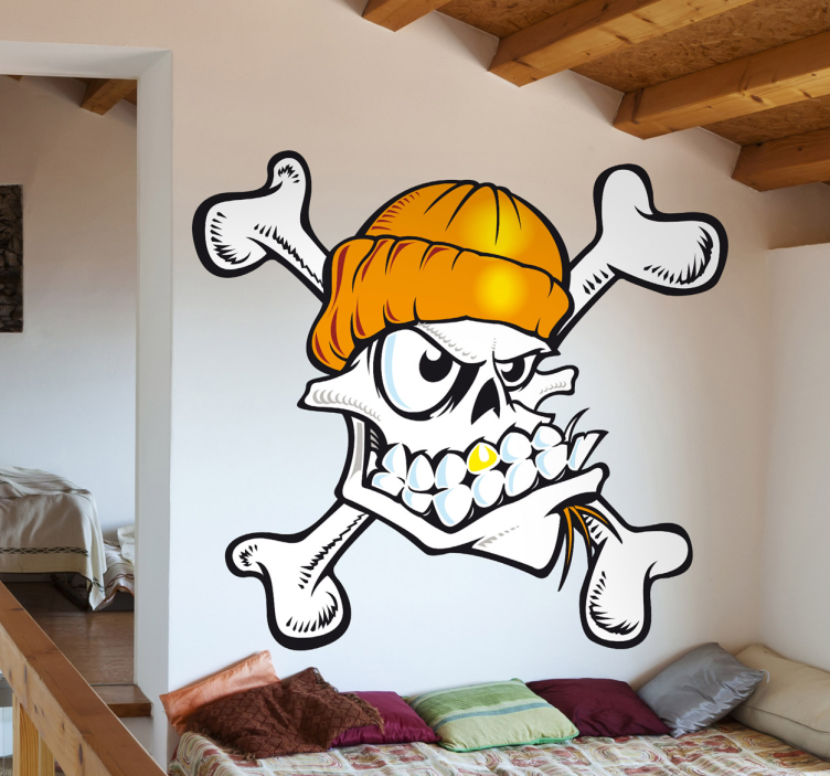 Skull Skater Wall Sticker - TenStickers