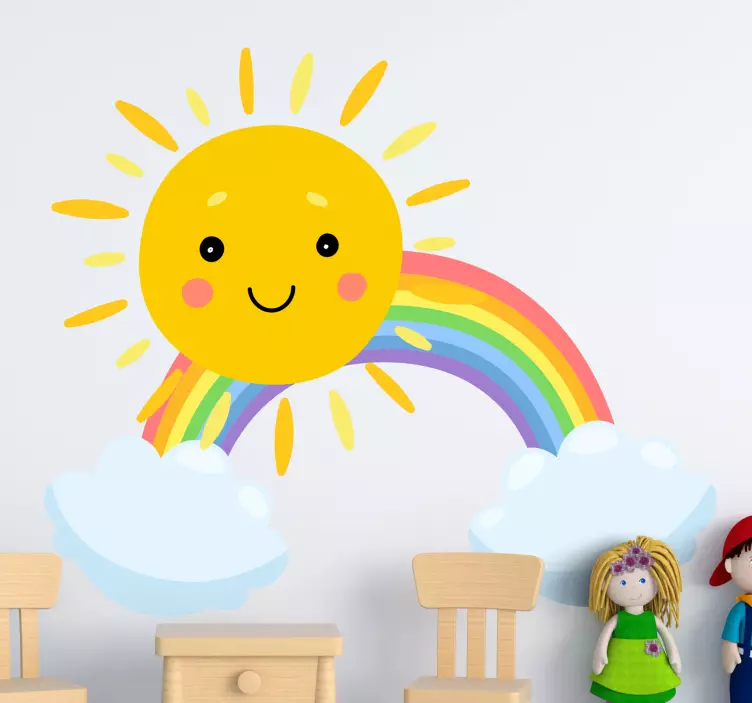 Cartoon sun and rainbow wall sticker for kids - TenStickers