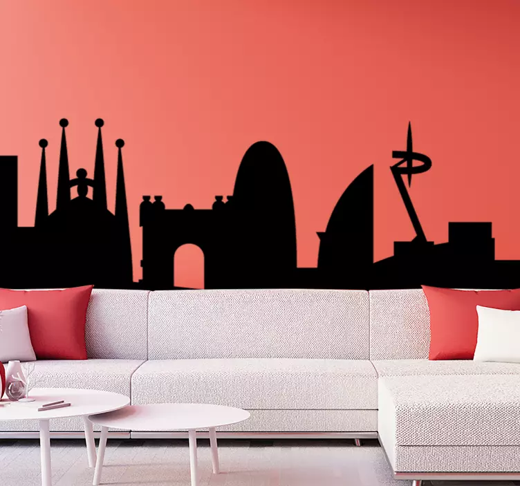 Skyline Barcelona buildings skyline decal - TenStickers