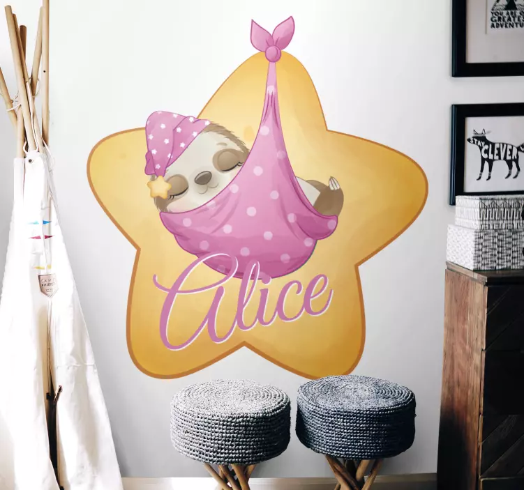 Sleeping Sloth Design kid's sticker - TenStickers