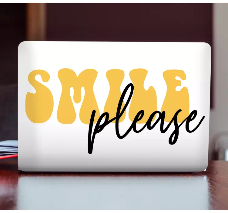 Smile please yellow laptop skins - TenStickers