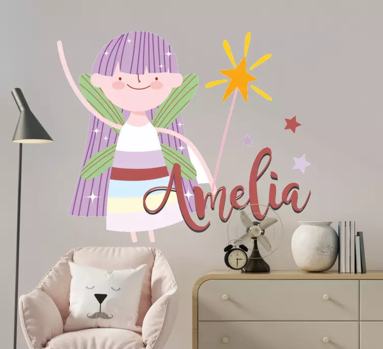 Smiling fairy princess personalized sticker - TenStickers