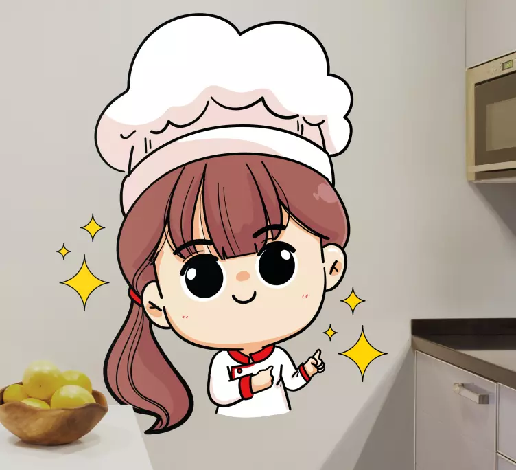 Smiling female chef design wall sticker - TenStickers
