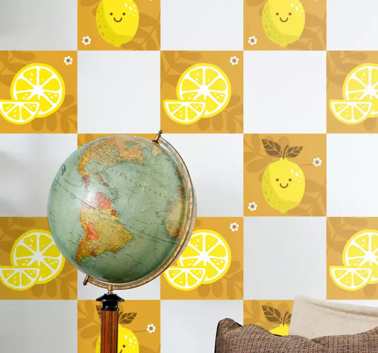 Smiling lemons tile sticker - TenStickers