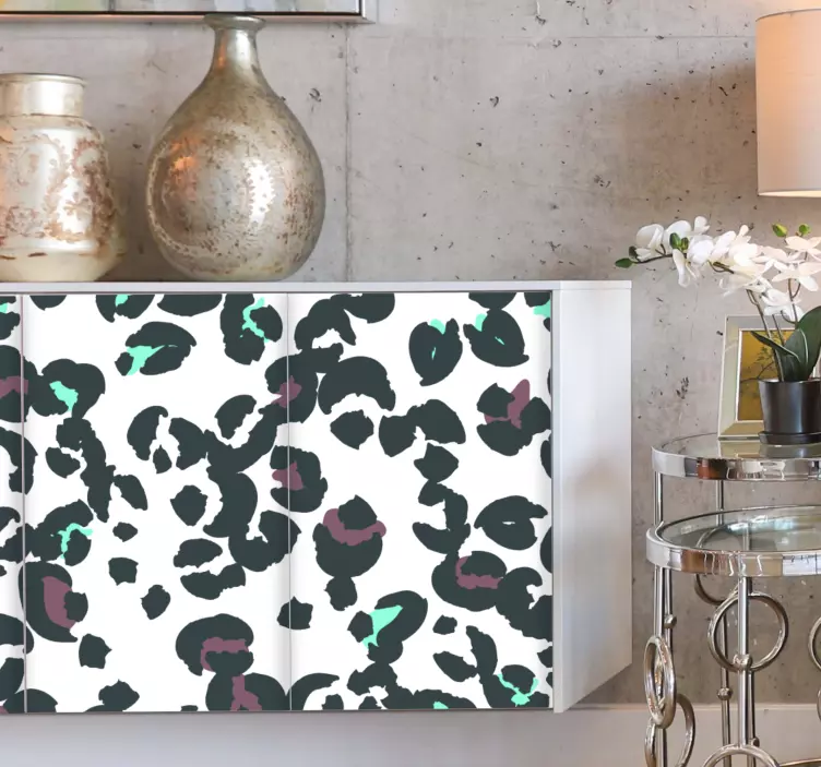 Snow leopard's artsy pattern furniture decal - TenStickers