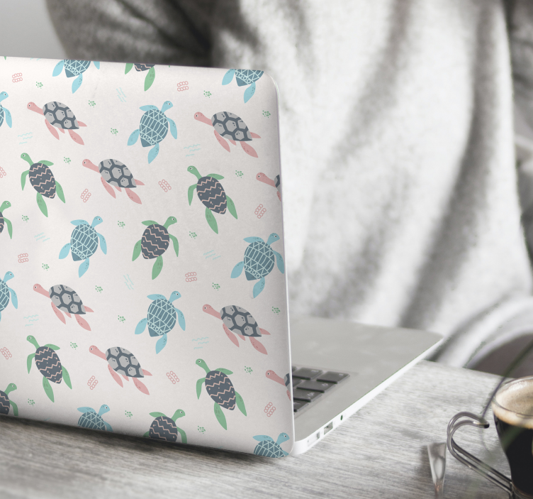 soft color turtles laptop sticker - TenStickers