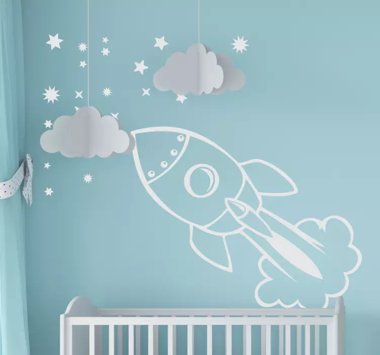 Monocolor spaceship space wall sticker - TenStickers