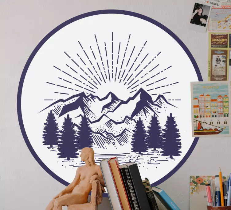 Sparkling mountain with trees nature sticker - TenStickers