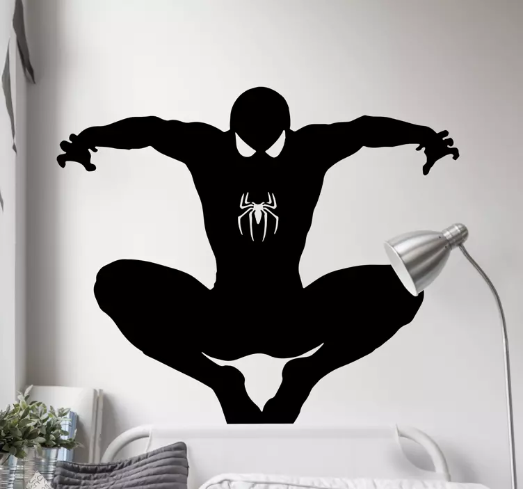 Spiderman silhouette superhero wall sticker - TenStickers