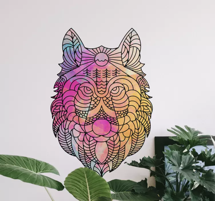 Splash color tribal wolf wall decal - TenStickers