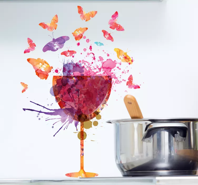 Splatter wine glass drink sticker - TenStickers