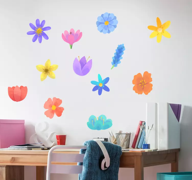 spring flower set flower wall sticker - TenStickers