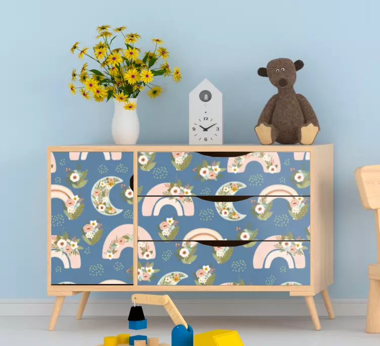 Spring rainbow and flower furniture decal - TenStickers