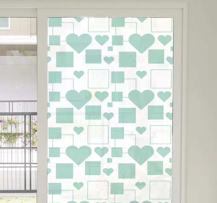 Squares with hearts for glass window sticker - TenStickers