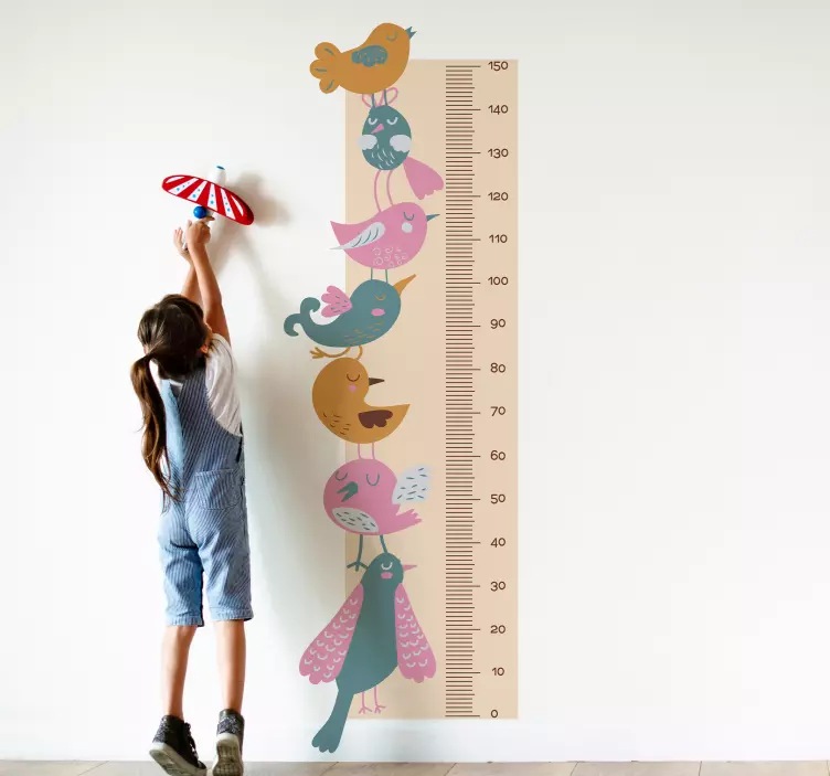 Stacked Birds height chart wall sticker - TenStickers