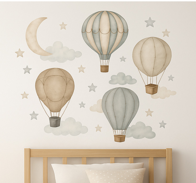 Beige starry balloons childrens' wall stickers - TenStickers