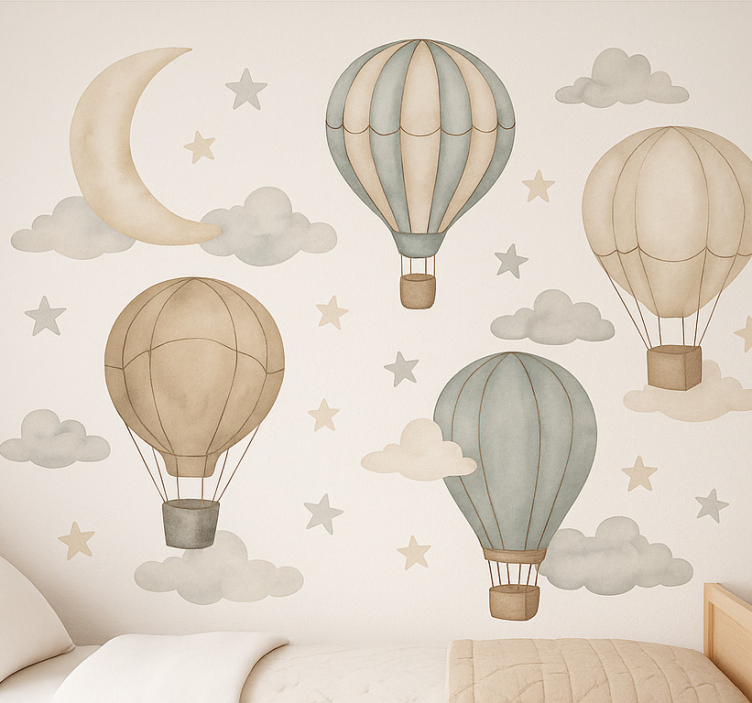 Starry balloons wall mural sticker - TenStickers