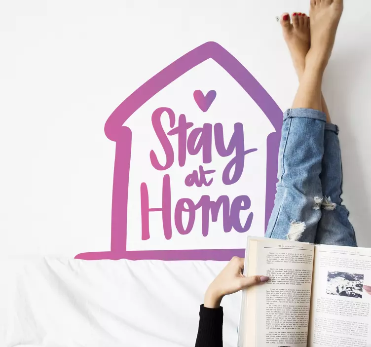 Stay at home text wall sticker - TenStickers