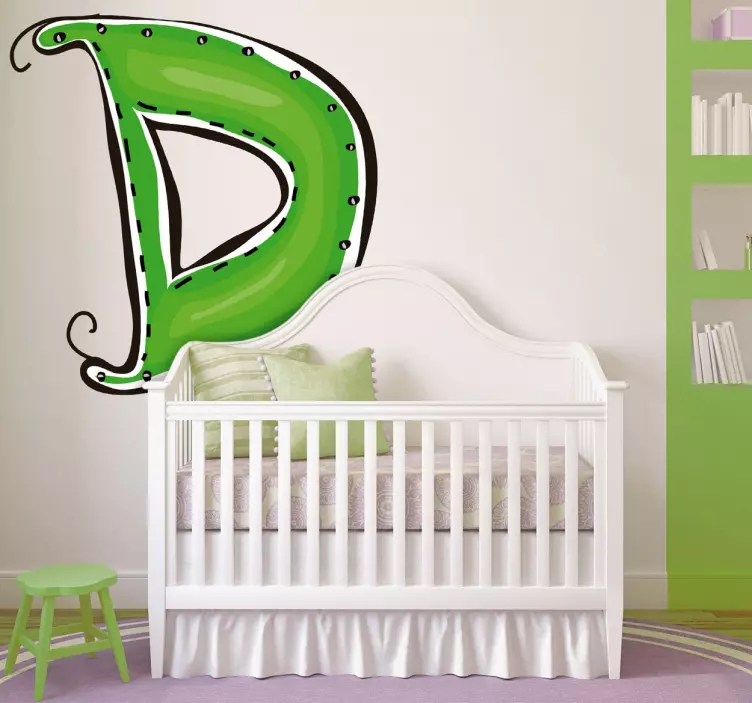 Stitched Letter D Kids Sticker - TenStickers