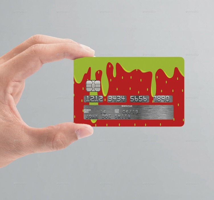 Dripping strawberry credit card sticker - TenStickers