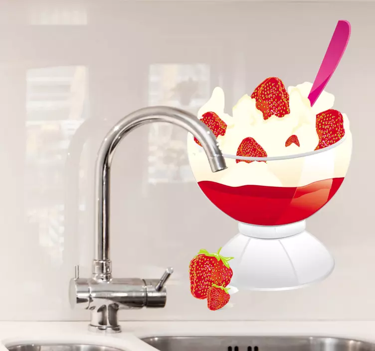 Strawberry Ice Cream Wall Sticker - TenStickers