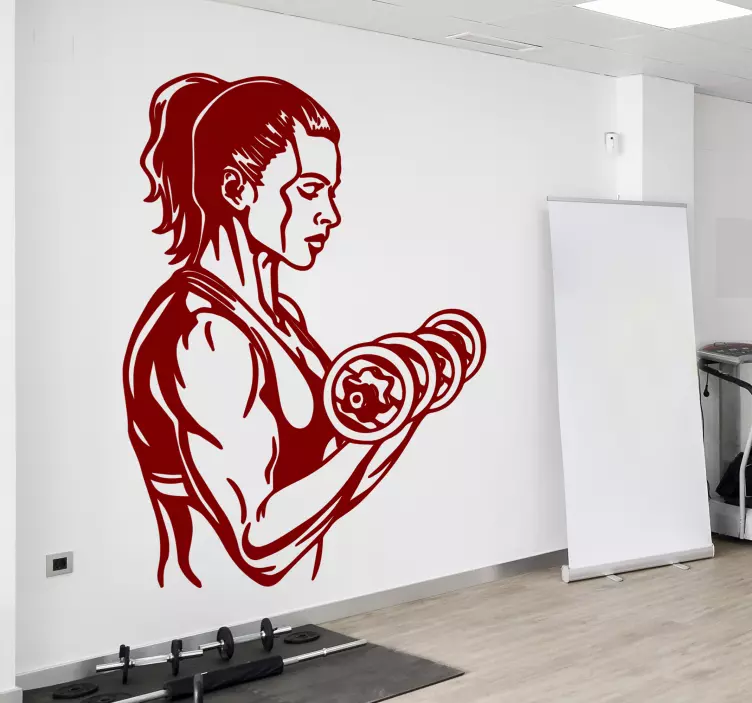 Strong girl lifting wall sticker - TenStickers