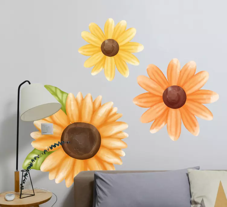 Sun flower mixture wall sticker - TenStickers