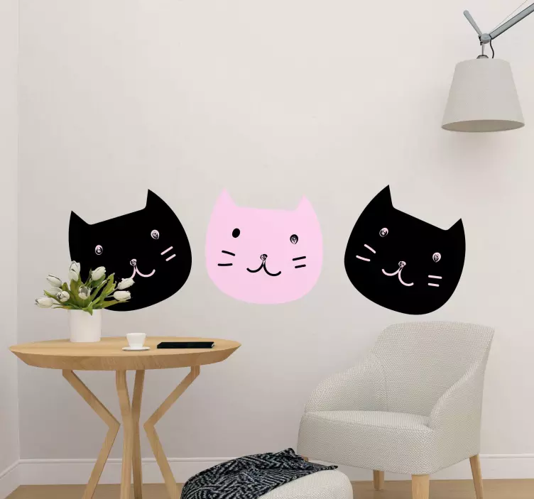 sweet cats black pink cat decal - TenStickers