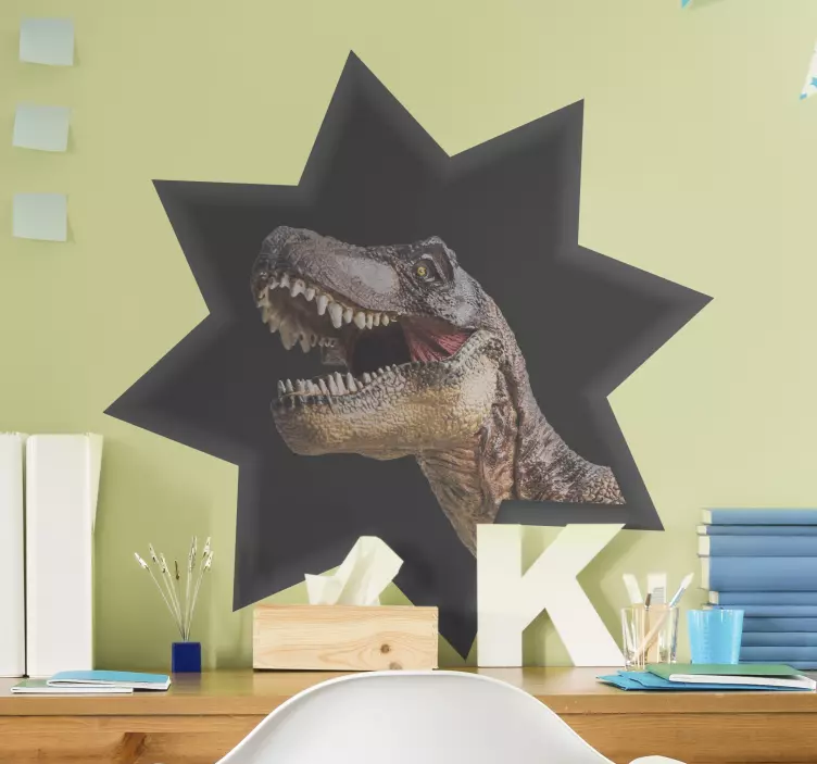 t-rex in 3D effect dinosaur wall sticker - TenStickers