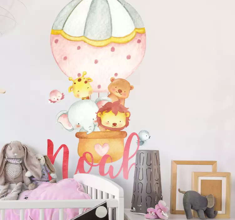 The cute animals flying on balloons sticker - TenStickers