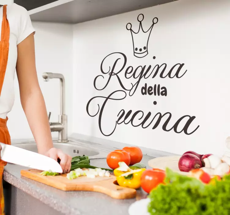 The queen of the kitchen text sticker - TenStickers