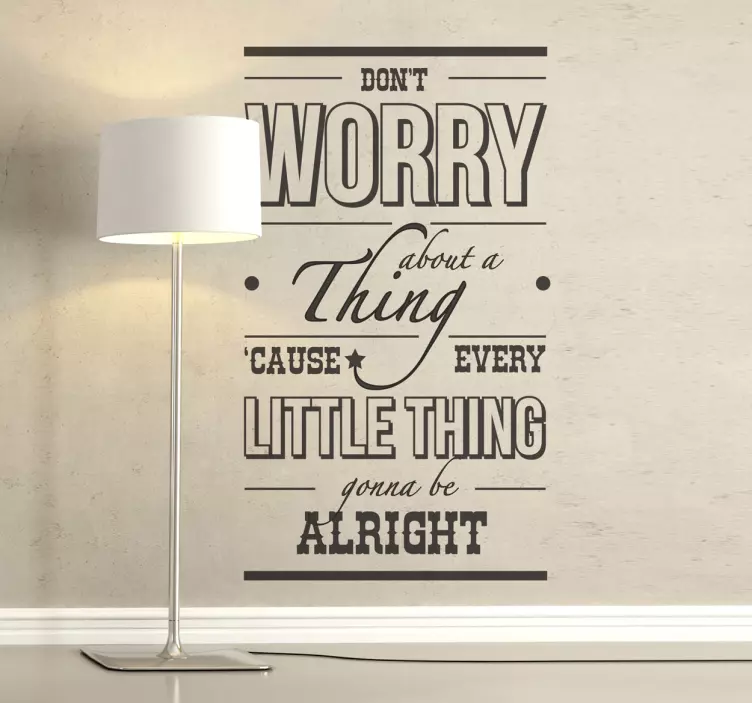 Three little birds Bob Marley song lyric text sticker - TenStickers